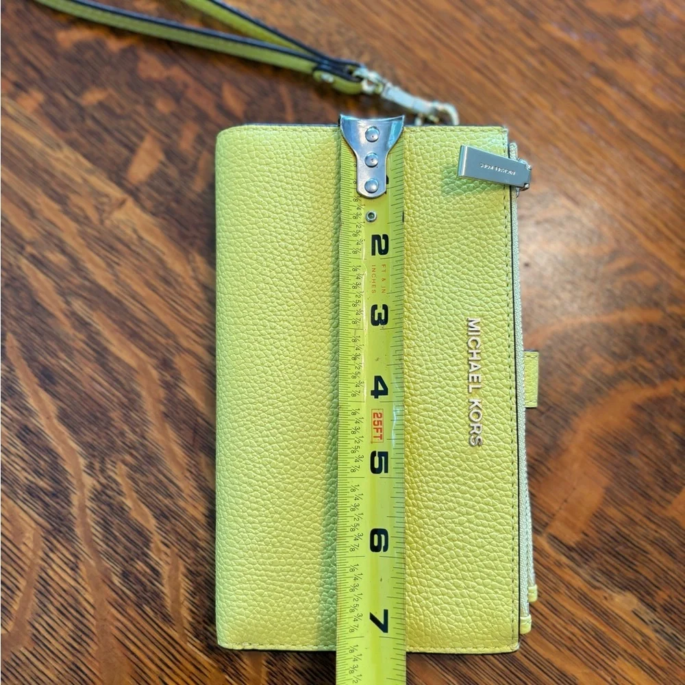 Michael Kors Yellow Pebbled Leather Wristlet Clutch
